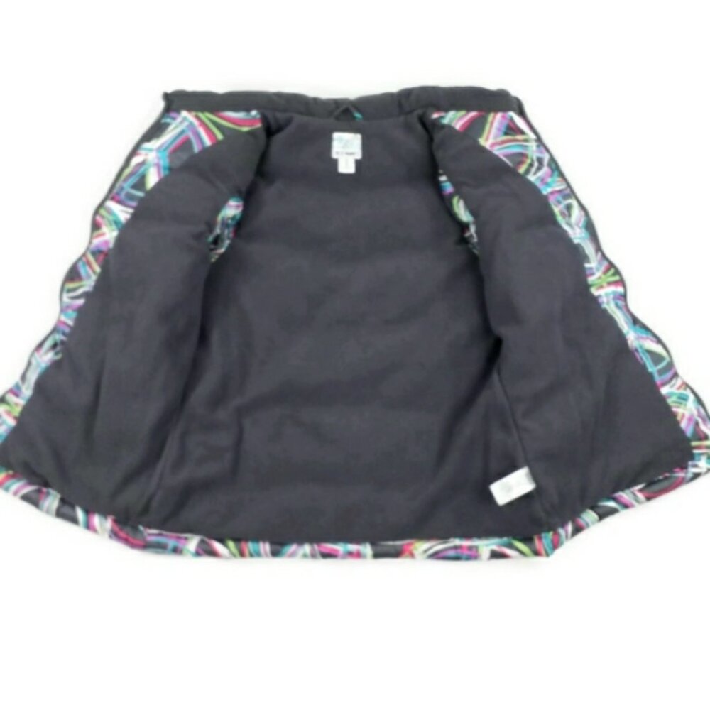 Old Navy Gray Multicolor Peace Sign Zip Up Fleece Lined Puffer Vest Girls XL/14 - Picture 8 of 10